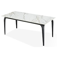 Stone Top Rectangular Dining Table in Pumpkin Spice Stone and Black Metal