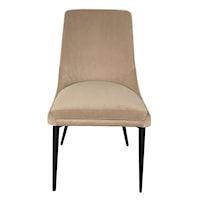 Upholstered Metal Leg Dining Chair in Beige Cream and Black