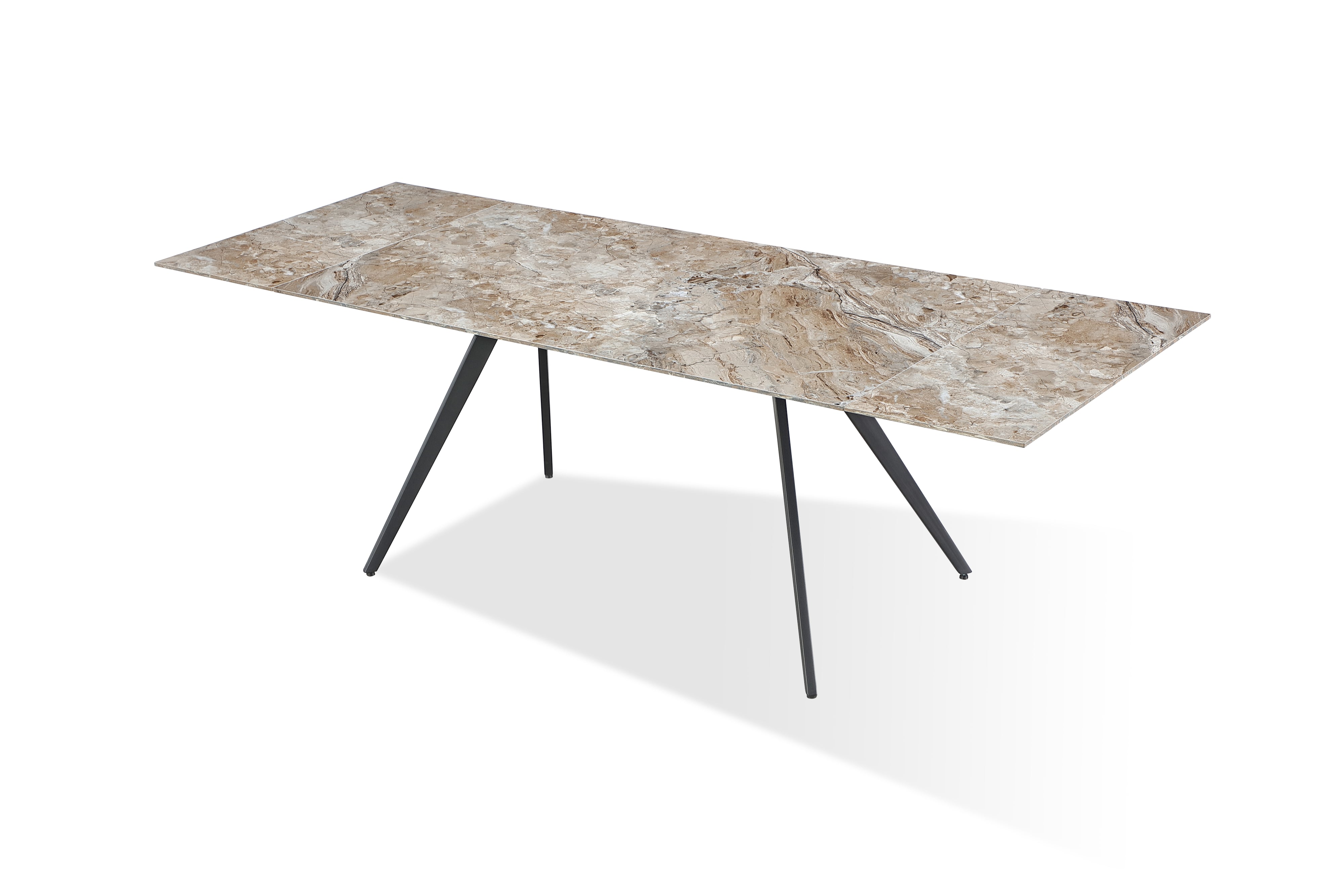 Modus Furniture Lucia Double Ext Stone Top Metal Leg Dining Table