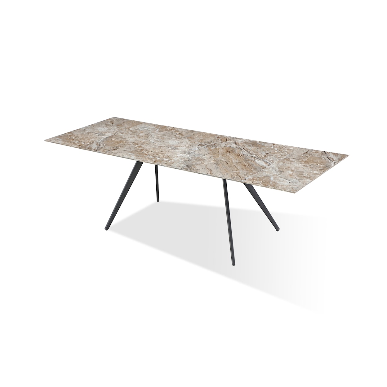Modus International Lucia Double Ext Stone Top Metal Leg Dining Table