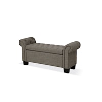 Royal Rolled Arm Storage Bench in Dolphin Linen