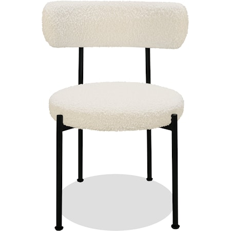 Boucle Upholstered Metal Leg Dining Chair