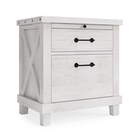 Solid Wood Nightstand in Rustic White