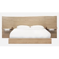 Contemporary King Wall Bed with Floating Nightstands in Bisque