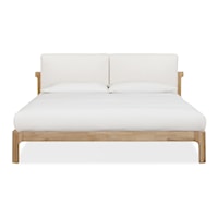 California King Upholstered Two Cushion Platform Bed in Ginger & Natural Linen