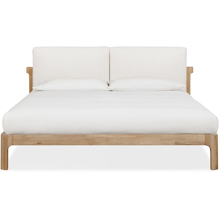 California King Upholstered Two Cushion Platform Bed in Ginger & Natural Linen