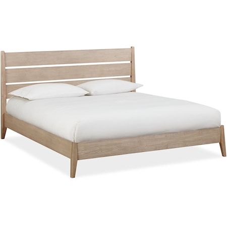 King Wood Platform Bed with Slatted Headboard in Ginger Finish