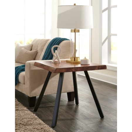 Square Live Edge End Table