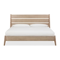 Full Wood Platform Bed with Slatted Headboard in Ginger Finish