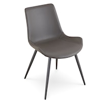 Upholstered Dining Chair in Gray Synthetic Leather and Black