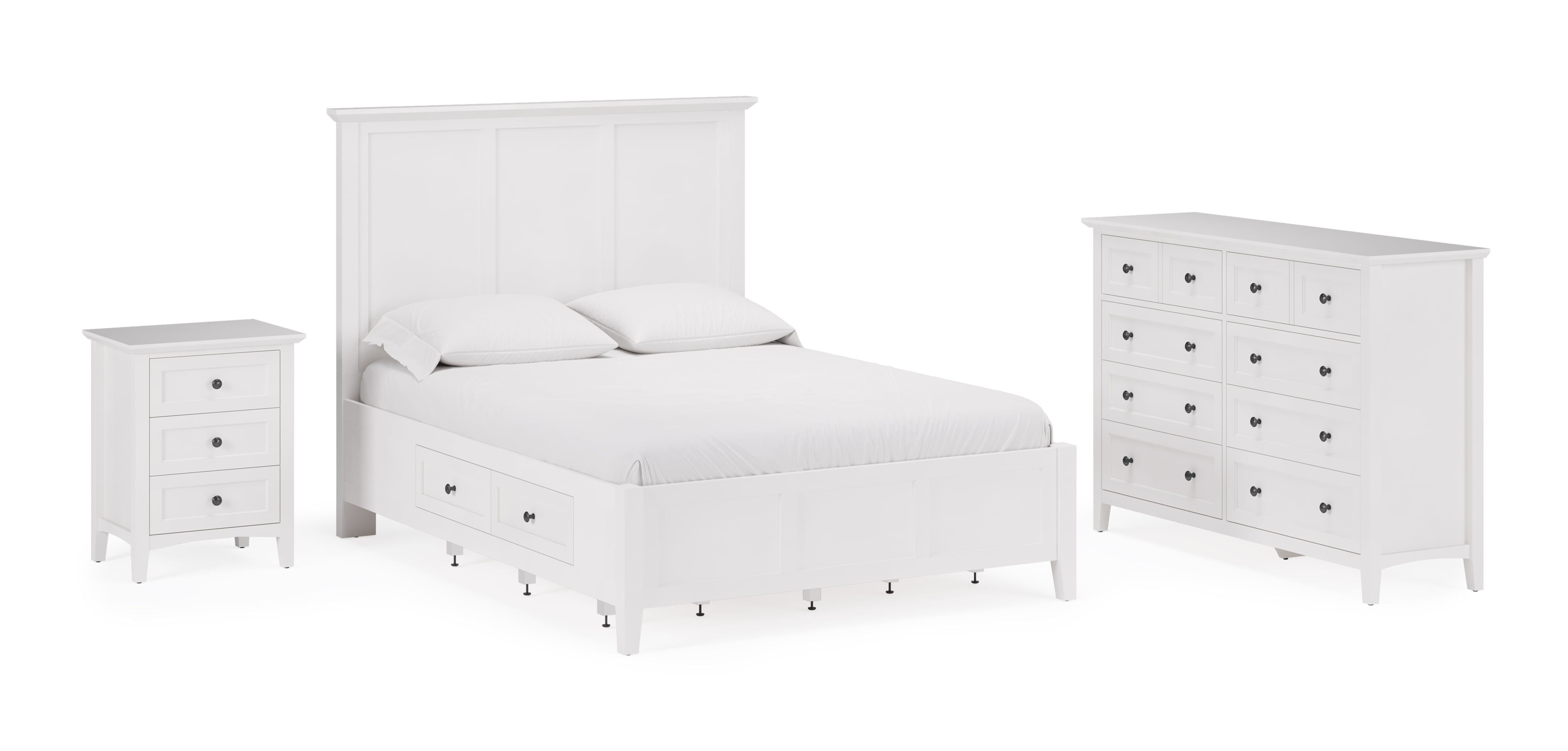 Modus Furniture Grace Snowfall Queen Panel Bed with Storage