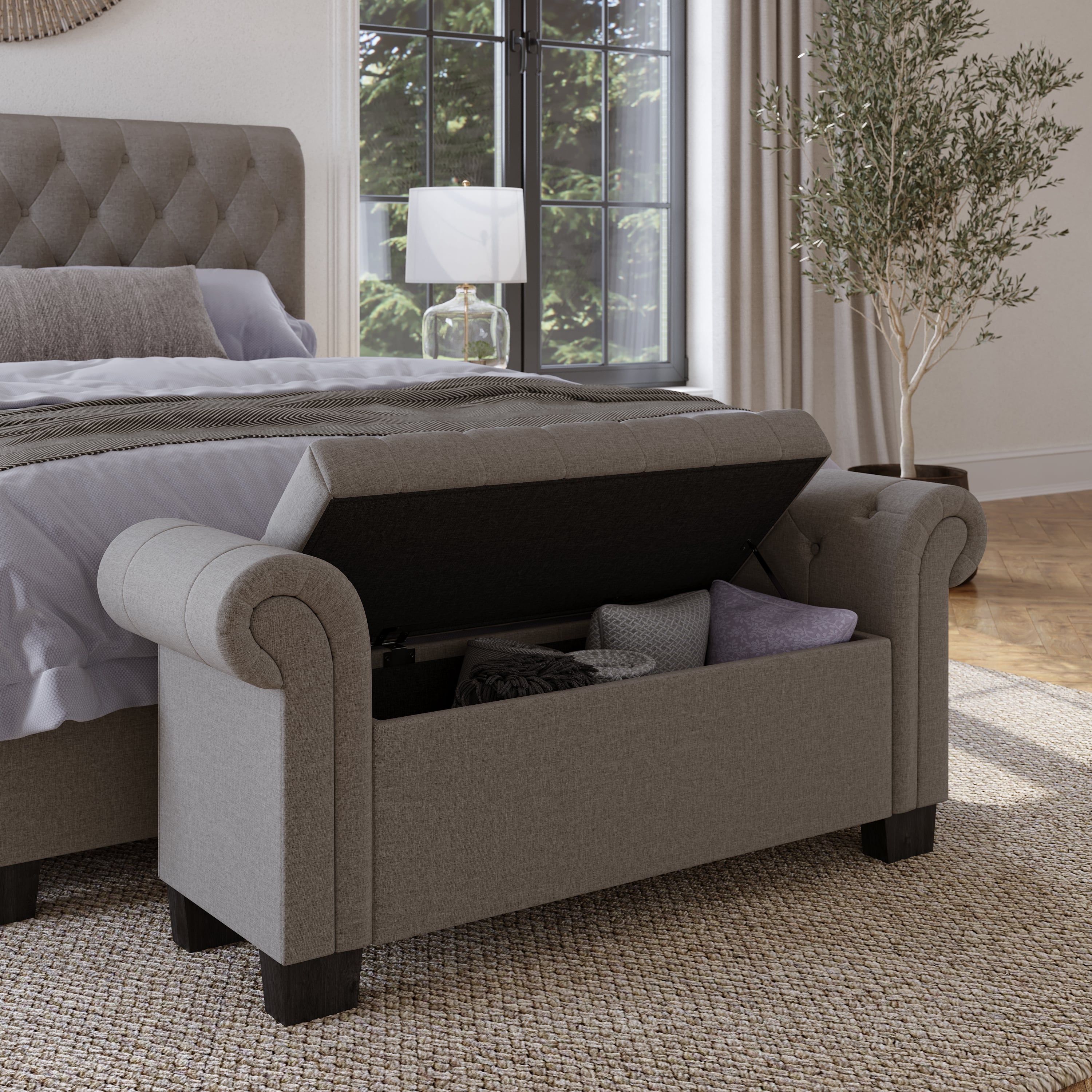 Modus Furniture Geneva Royal Rolled Arm Storage Bench