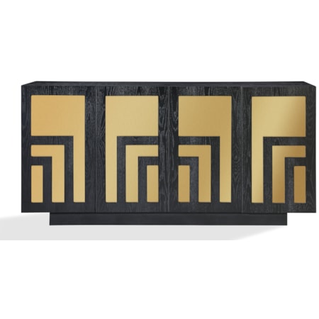 Wood and Metal Two Door Sideboard