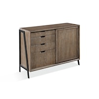Wood and Metal Credenza with File Drawer in Buckwheat and Antique Bronze