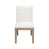 Upholstered Side Dining Chair in Ginger Finish & Natural Linen