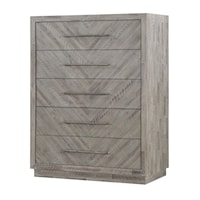 Solid Wood 5-Drawer Chest in Rustic Latte
