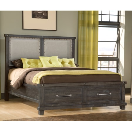 Cal King Upholstered Footboard Storage Bed