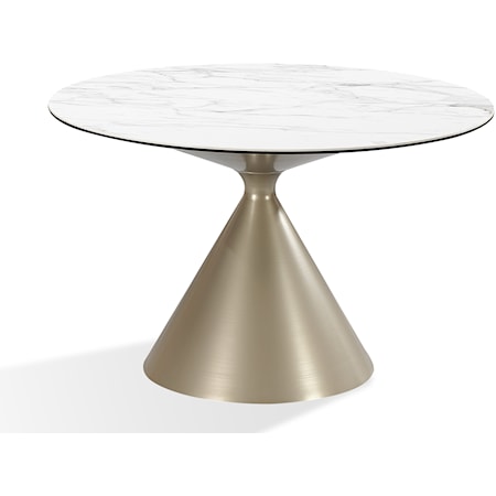 Stone Top Metal Base Round Dining Table