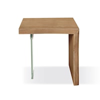 Contemporary Live-Edge White Oak and Glass End Table in Bisque