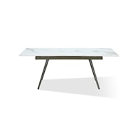 Extendable Stone Top Metal Leg Dining Table In Polished Cappuccino And Gunmetal