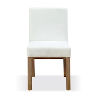 Contemporary Sled Leg Upholstered Dining Side Chair in White Pearl and Bisque