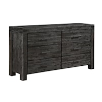 6-Drawer Solid Wood Dresser in Graphite