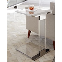 C-Shape Small End Table in Clear Acrylic and Gunmetal Polished Stainless Steel