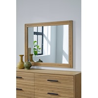 Solid Wood and Mirrored Glass Wall or Dresser Mirror in Blonde Oak