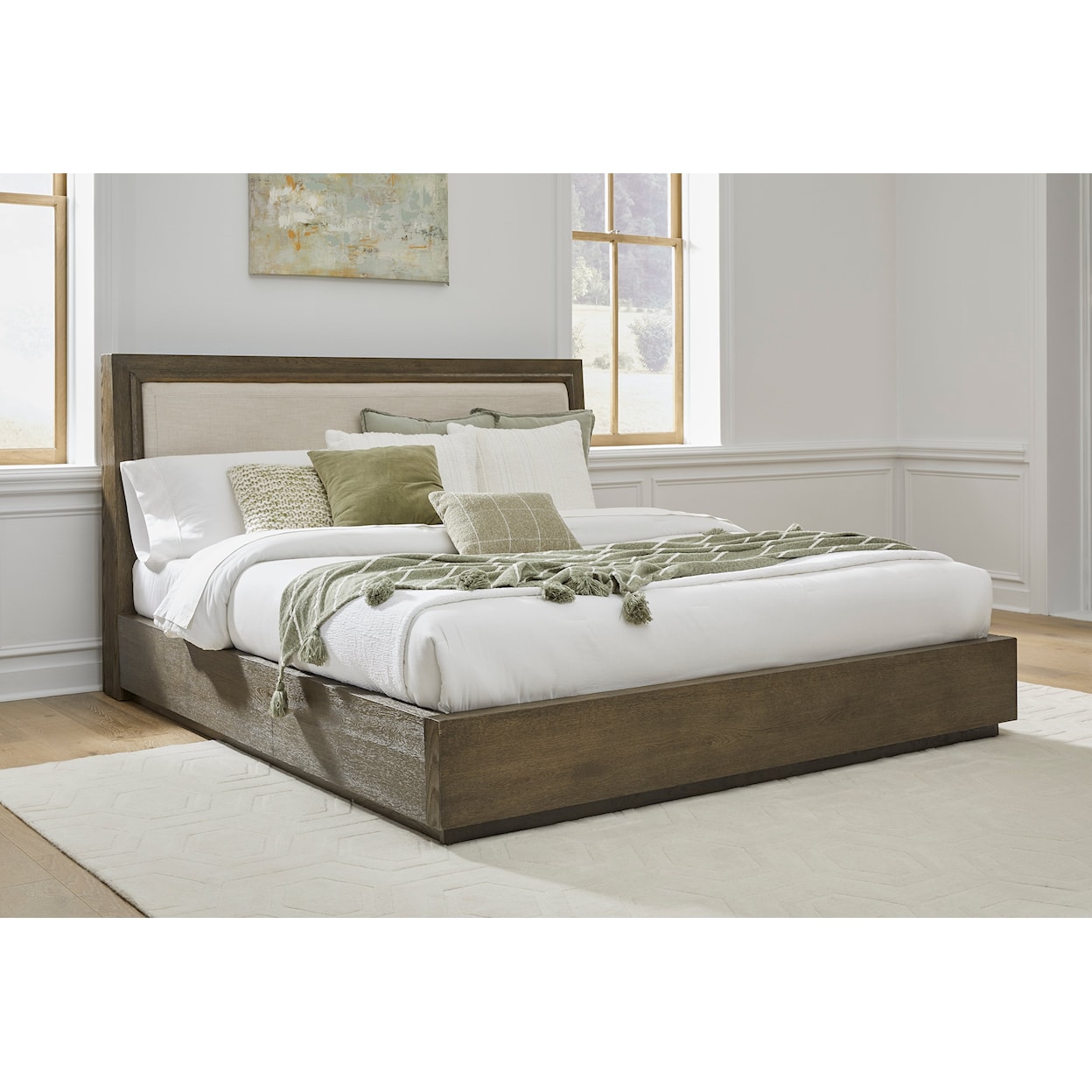 Modus International Lawson King Linen Upholstered Wood Platform Bed
