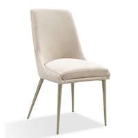 Upholstered Metal Leg Dining Chair in Cream and Champagne