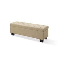 Levi Tufted Storage Bench in Toast Linen