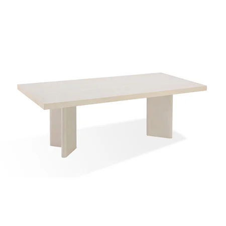 Caye Stone Top Double Pedestal Dining Table with Ivory Cement Base