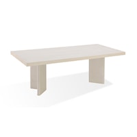 Caye Stone Top Double Pedestal Dining Table with Ivory Cement Base