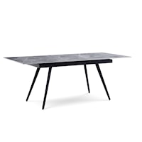 Extendable Stone Top Metal Leg Dining Table in Piedra and Black