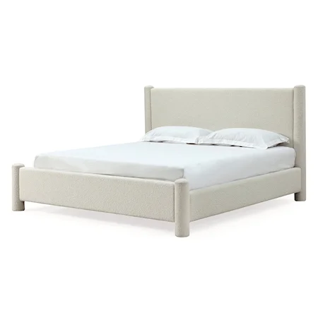 King Upholstered Platform Bed in Cottage Cheese Boucle