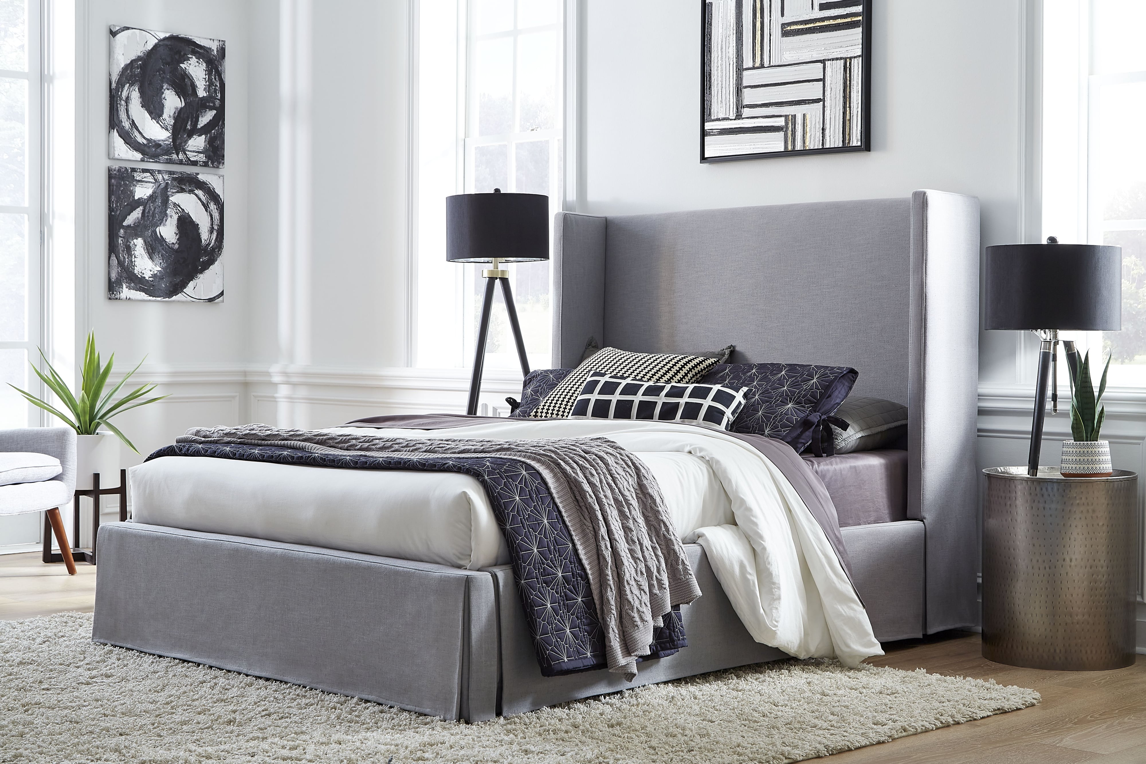Cresta Full Upholstered Skirted Storage Bed