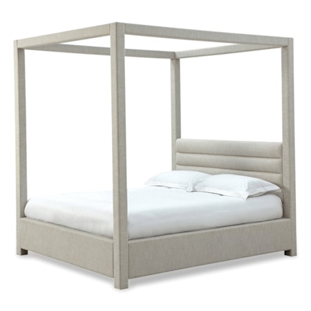 Queen Upholstered Canopy Bed