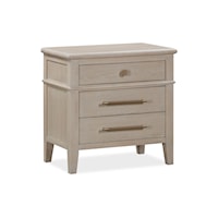 3-Drawer Oak Wood Nightstand