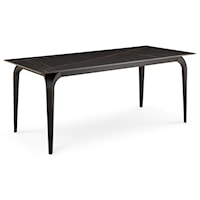 Stone Top Rectangular Dining Table in Black Stone and Black Metal