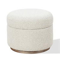 Upholstered Storage Ottoman in Ricotta Boucle