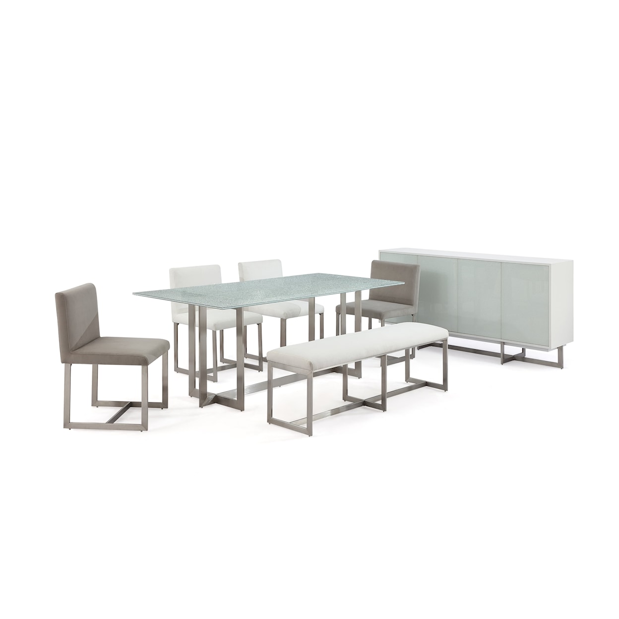 Modus International Eliza Cracked Glass Dining Table