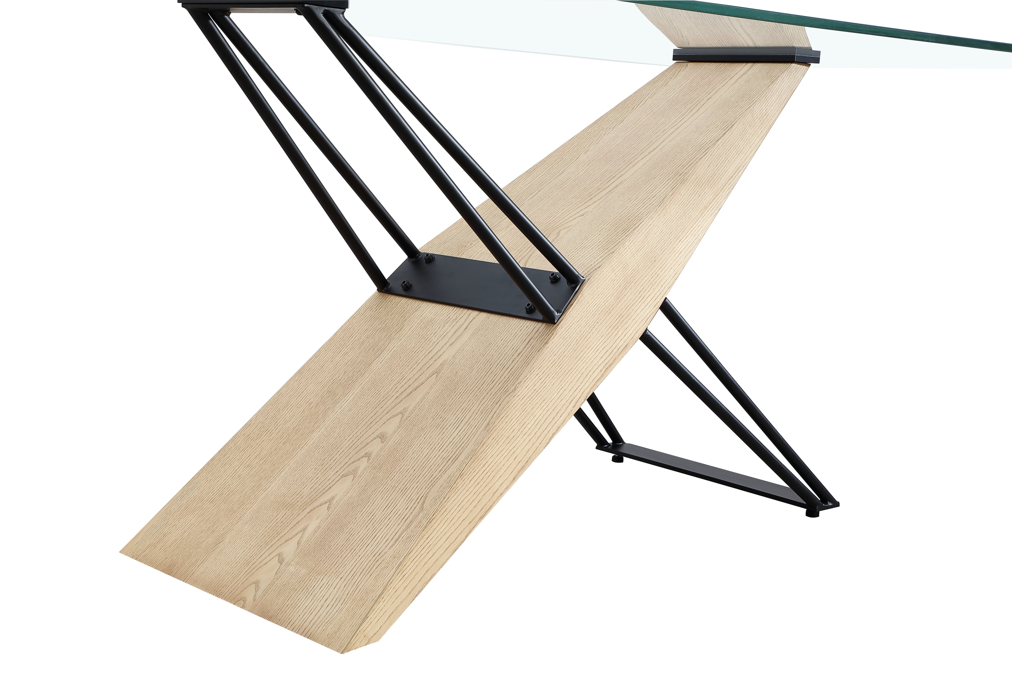 Modus Furniture Aere Glass, Wood and Metal Rect. Dining Table
