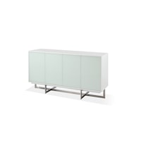 Cracked Glass Sideboard in Brushed Stainless in White and Brushed Stainless Steel