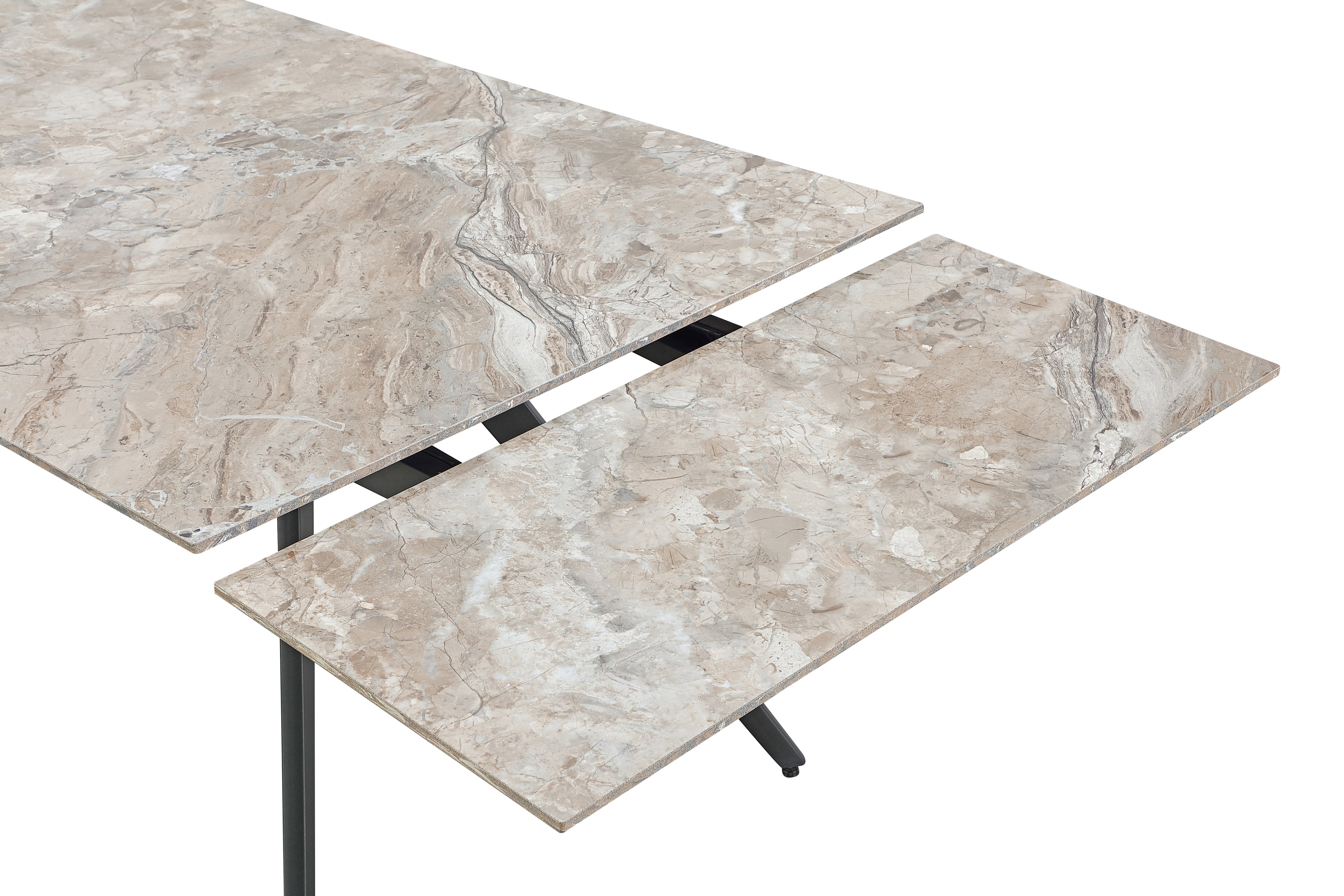 Modus Furniture Lucia Double Ext Stone Top Metal Leg Dining Table