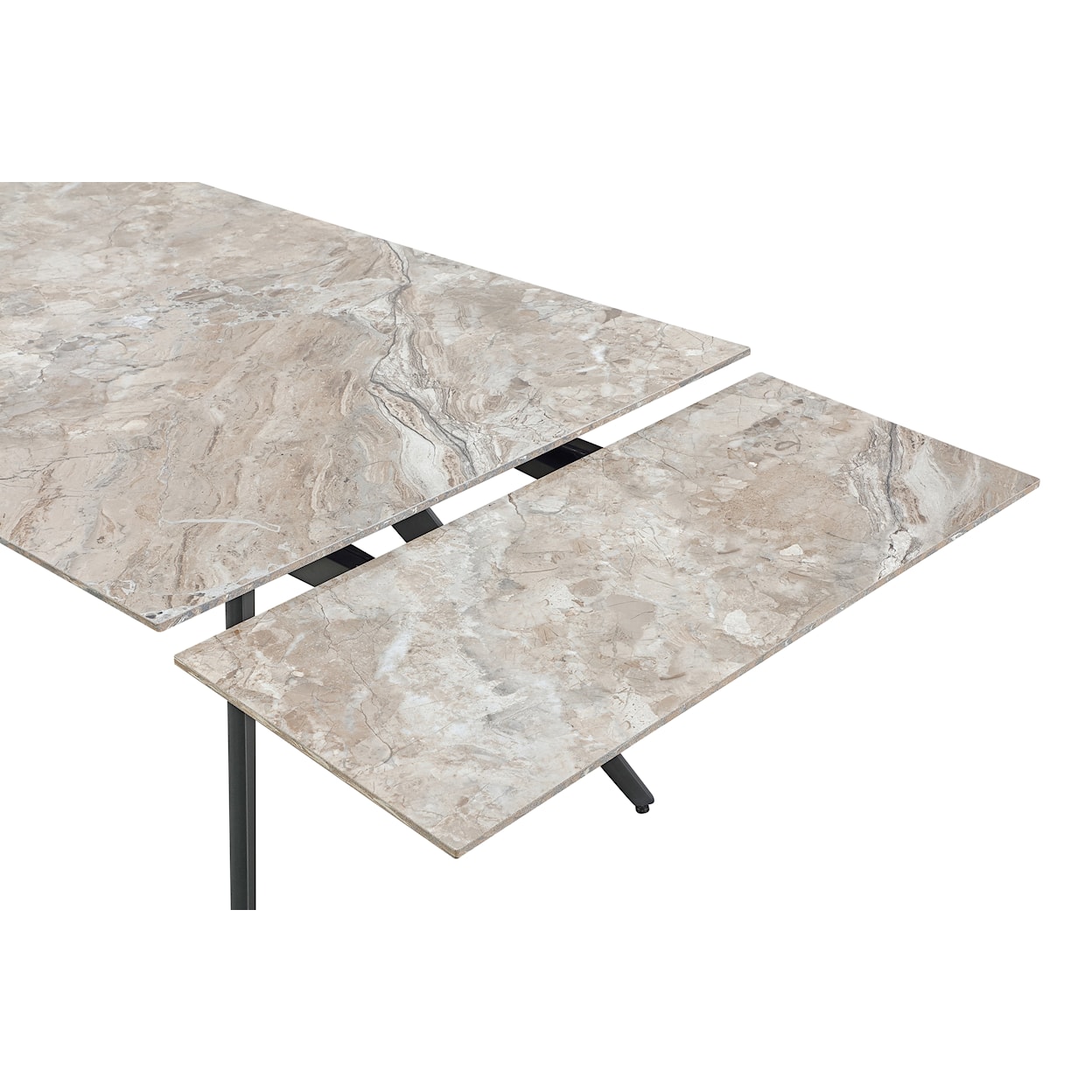 Modus International Lucia Double Ext Stone Top Metal Leg Dining Table