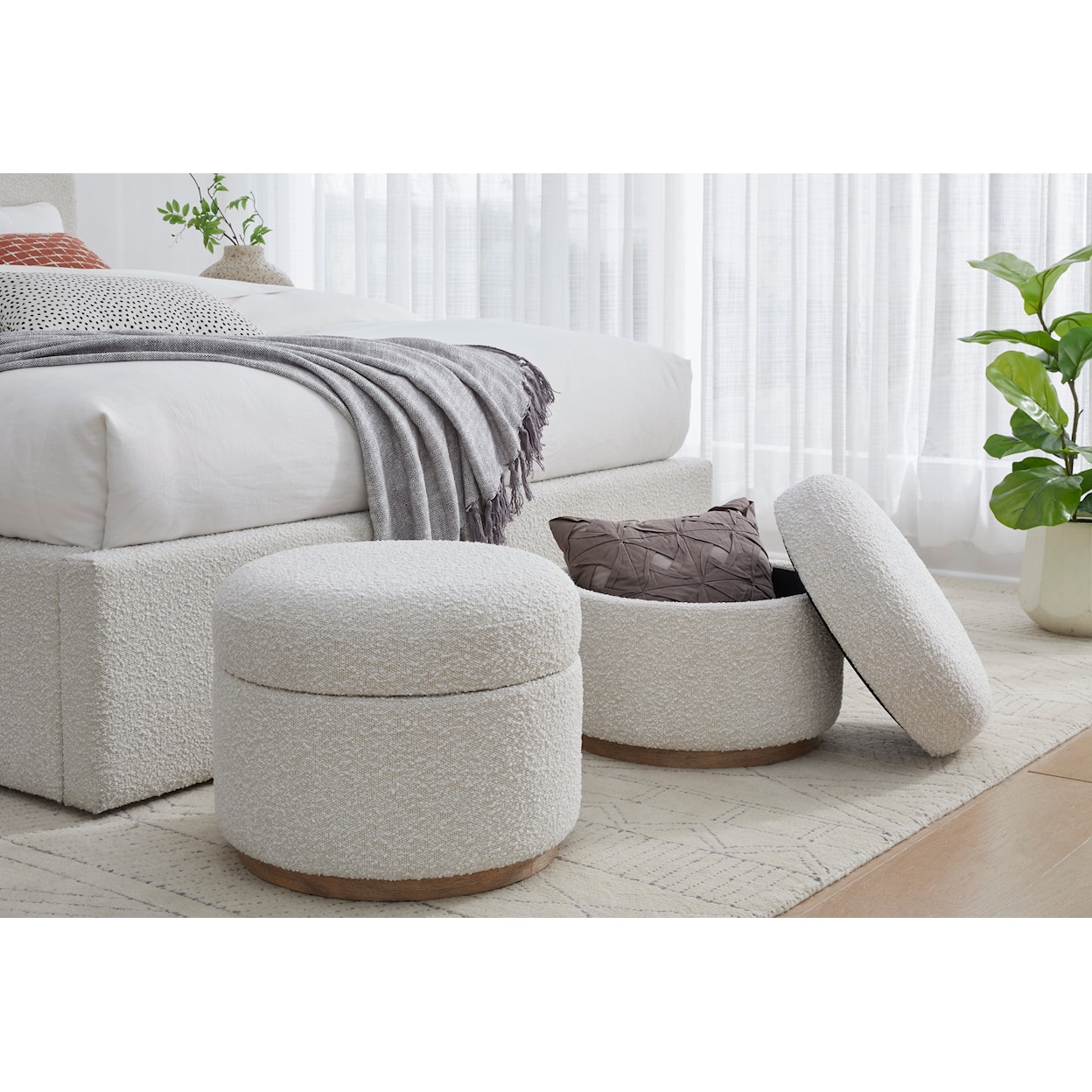 Modus International Off-White Upholstered Storage Ottoman