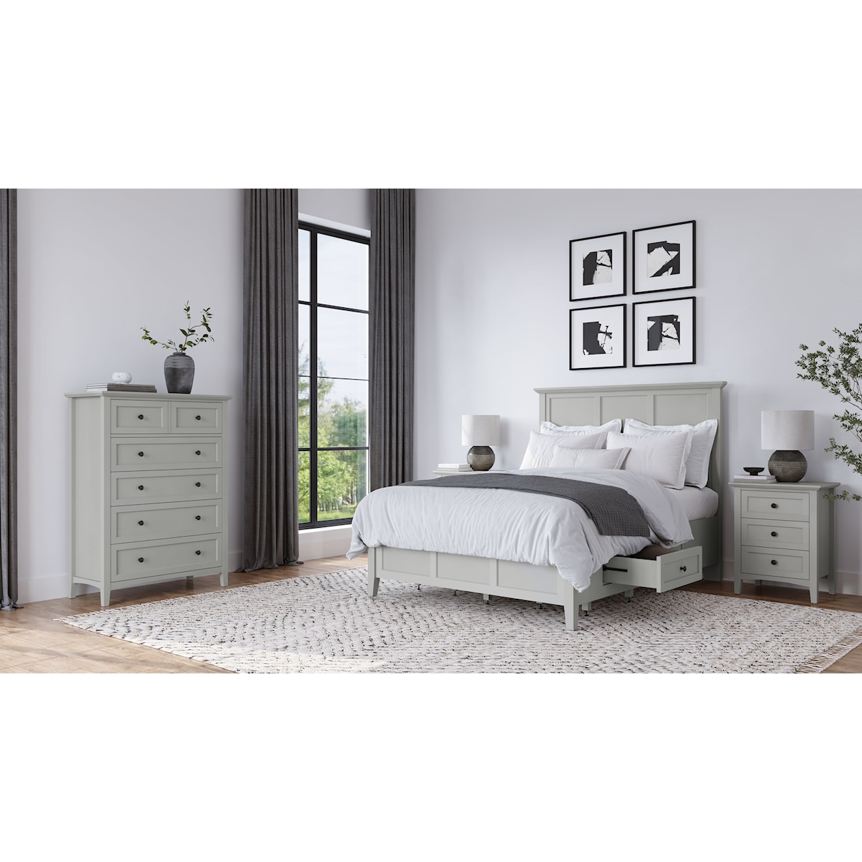 Modus International Grace Elephant Grey Panel Queen Bed