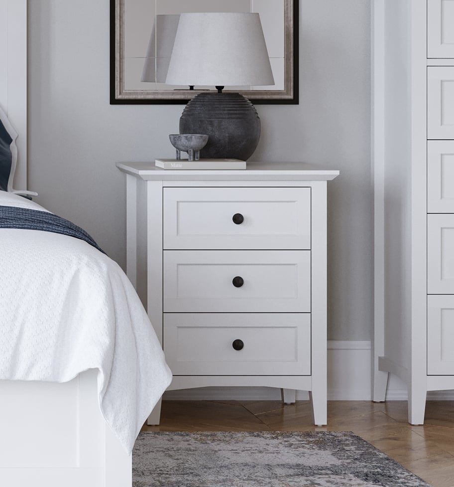 Modus Furniture Grace Snowfall 3-Drawer Nightstand