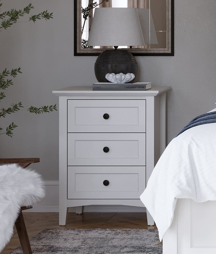 Modus Furniture Grace Snowfall 3-Drawer Nightstand