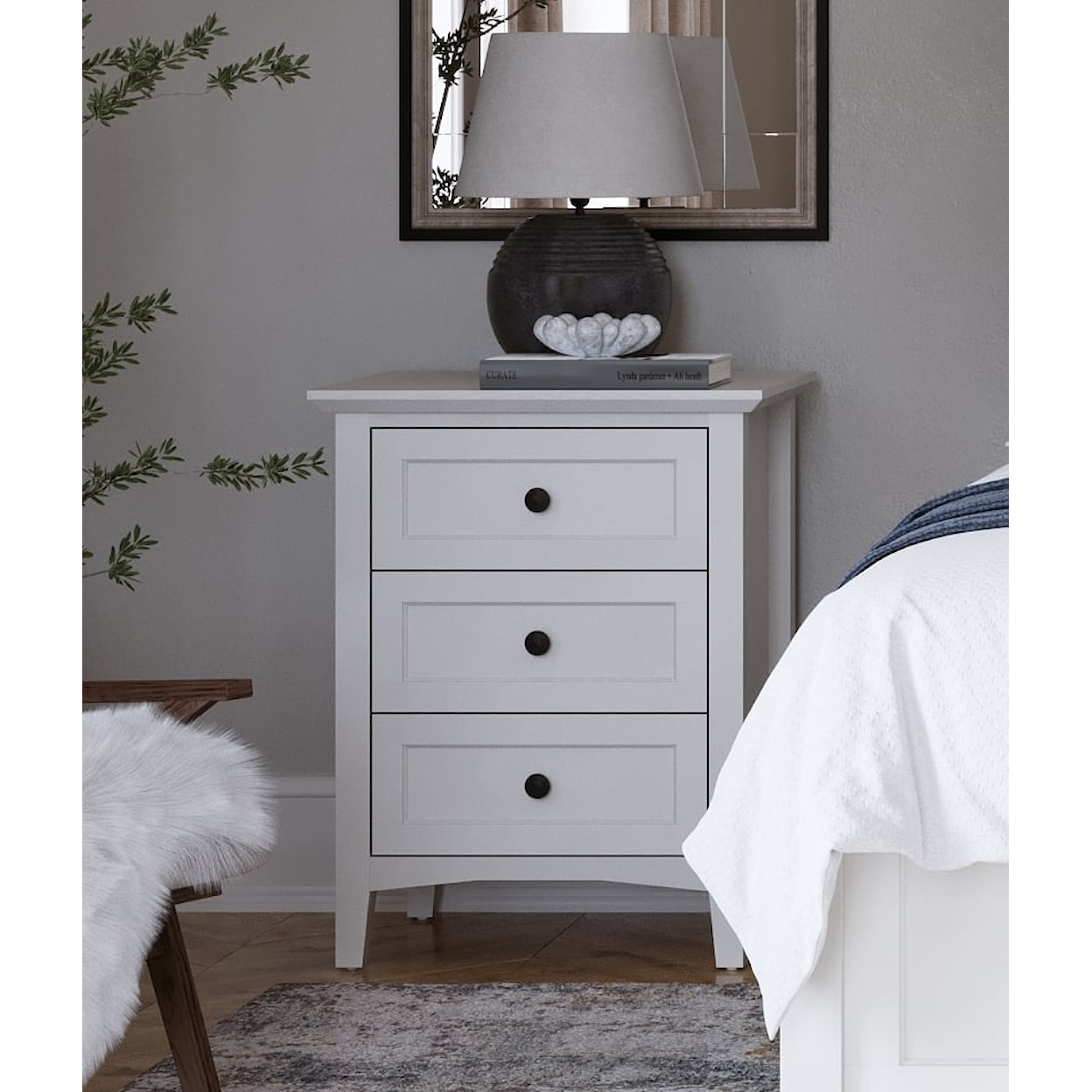 Modus International Grace Snowfall 3-Drawer Nightstand